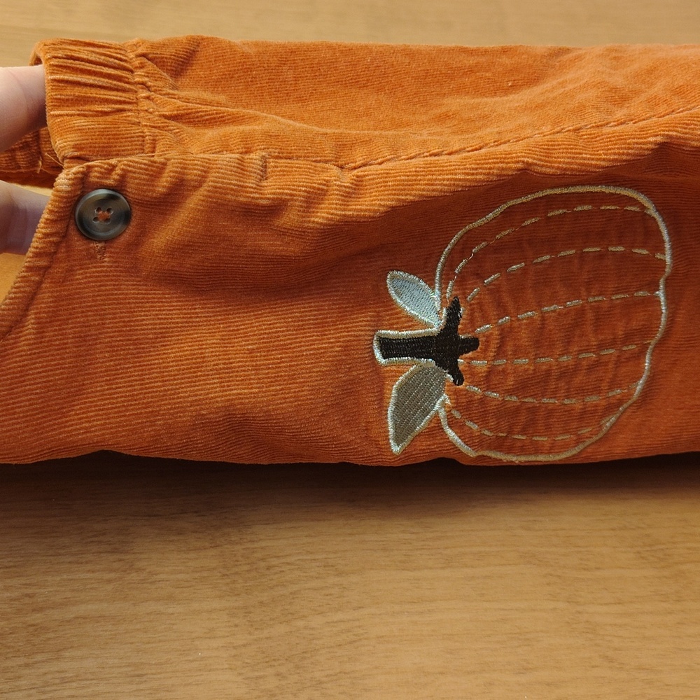 Isaac Mizrahi Orange Corduroy Embroidered Pumpkin Dress - Picture 6 of 8